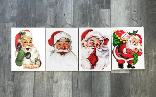 Santa Wood Prints (Set of 4)