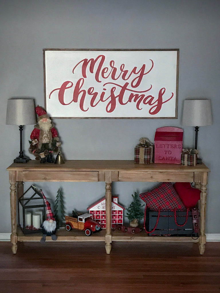 Merry Christmas Framed Wood Sign {White Sign}