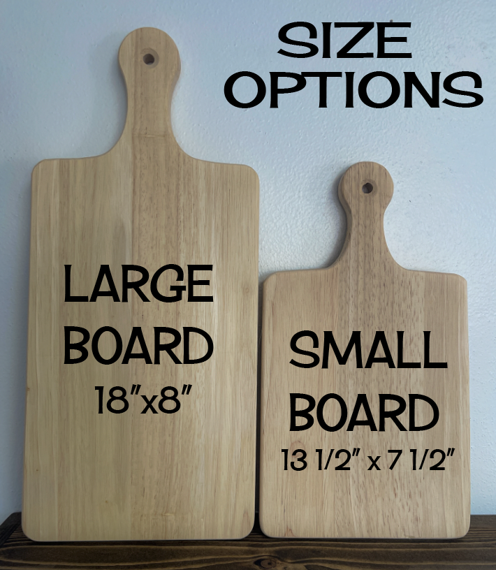 Last Name Cutting / Charcuterie Cutting Board with Handle – Signs